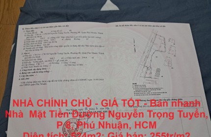 NHÀ CHÍNH CHỦ - GIÁ TỐT - Bán nhanh Nhà  Mặt Tiền Đường Nguyễn Trọng Tuyển, P 8, Phú Nhuận, HCM